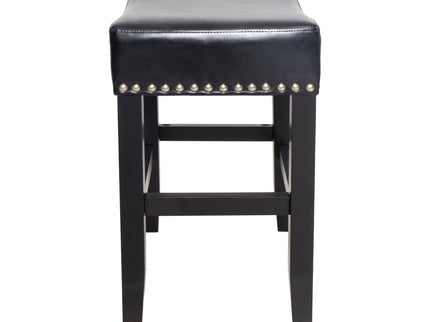 Soltique - Backless Dining Counter Stool With Nailhead Trim (Set of 2)