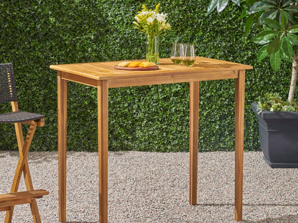 Outdoor Minimalist Acacia Wood Rectangle Bar Table