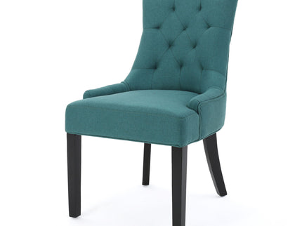Dining Chair (Set of 2) With Upholstered Diamond Tufting And Espresso Birch Legs - Teal