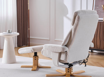 Upholstered Heated Massage 360° Swivel Accent Chair With Ottoman