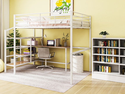 Loft Bed With Desk And Lateral Storage Ladder