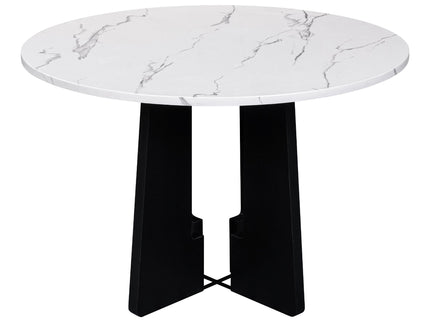 5 Piece Round Dining Table Set, Dining Table And 4 Upholstered Chairs For Dining Room, Kitchen Room, Living Room - White / Gray