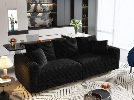 Deep Seat Convertible Sofa With Soft Pillows And Ottomans