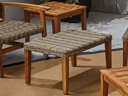 Outdoor Rattan Wicker Ottomans - Gray