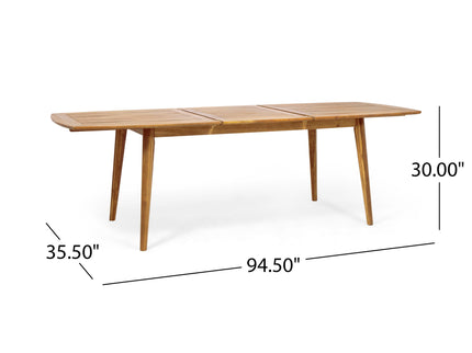 Placidity - Outdoor Expandable Dining Table With Slatted Tabletop And Tapered Legs