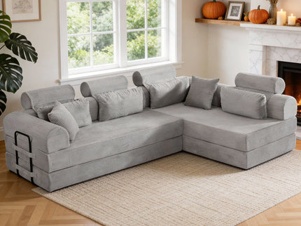 Modern L-Shape Modular Sectional Sofa, Compressed Design