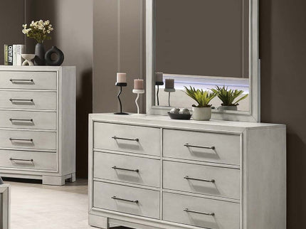 Dresser With Square Legs And Sleek Handles - Antique White