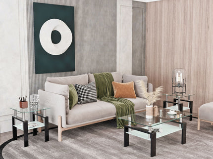 Modern Tempered Glass Tea Table, End Square Table For Living Room