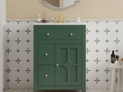 Bathroom Vanity With Basin, Rectangular Cabinet With 2 Drawers And Soft Closing Door