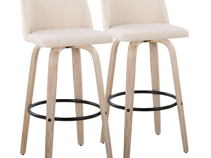 Toriano - Mid-Century Modern Fixed Height BarStool With Round Footrest (Set of 2)