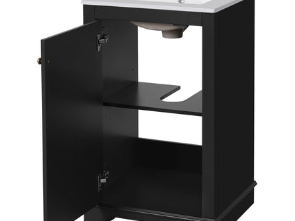 Bathroom Vanity With Sink, Freestanding Single Cabinet Set, Soft Close Door, Adjustable Shelf