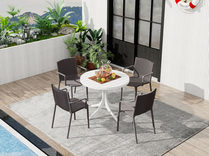 4 Piece Stackable Single Chairs With Vertical Stripe Design For All Weather
