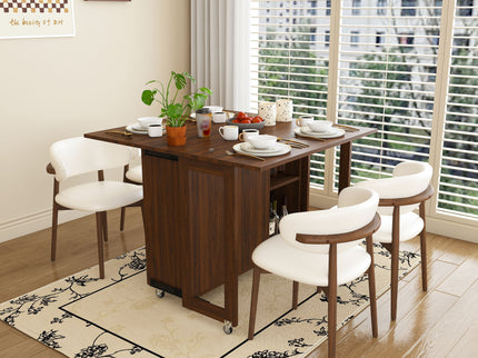 3 In 1 Foldable Side Table With 4 Storage Shelves
