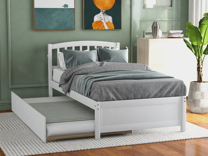 Platform Bed Wood Bed Frame With Trundle