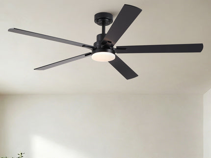 Ceiling Fan With Lights And Remot With Quiet DC Motor, 6 Speeds, Reversible Blades - Black