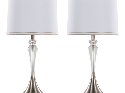 Ashland - Contemporary Crystal Table Lamp (Set of 2) - Clear Crystal / Nickel / White