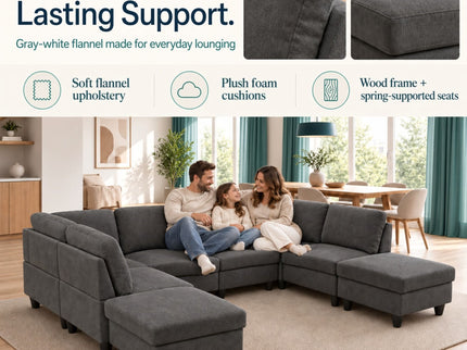 8 Piece Modular U - Shape Sectional Sofa
