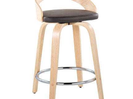 Grotto - Contemporary Fixed Height Counter Stool & Swivel, Round Footrest (Set of 2)