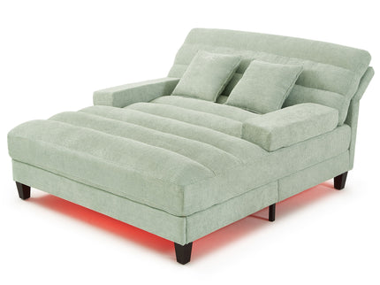 Chaise Bed Lounge Sofa Chair With Adjustable Backrest And LED Light Strip