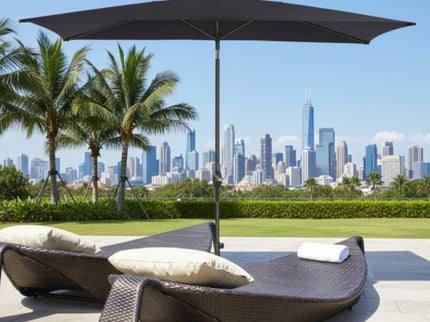 Rectangular Patio Umbrella With Crank Tilt, Polyester UV-Resistant Canopy
