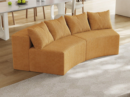 Curved Sectional Sofa With 4 Pillows, Modular Semi Circular Design