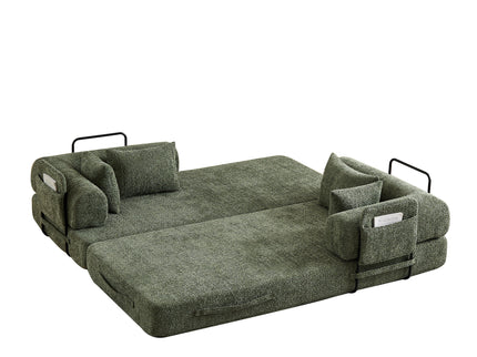 Convertible Sleeper Sofa Bed With Cylindrical Pillow