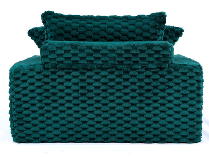 Comfort Bearing Sofa With 2 Pillows And 1 Backrest - Green