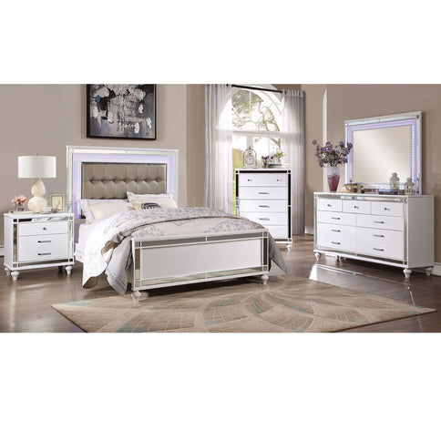Contemporary Nightstand With Crocodile Textured Trim