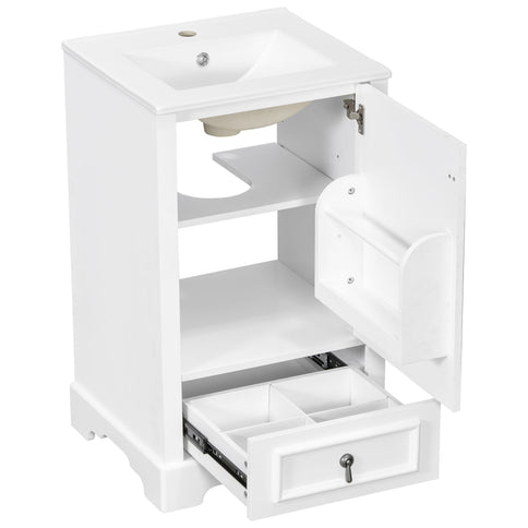 Bathroom Vanity With Sink, Soft Close Door, Adjustable U-Shaped Shelf