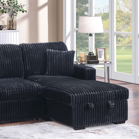 Convertible Sectional Upholstered Sleeper Sofa With Storage Chaise