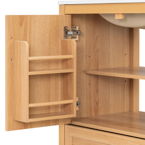 Elegant Fluted Bathroom Vanity With Sink, Soft Close Doors & Drawer