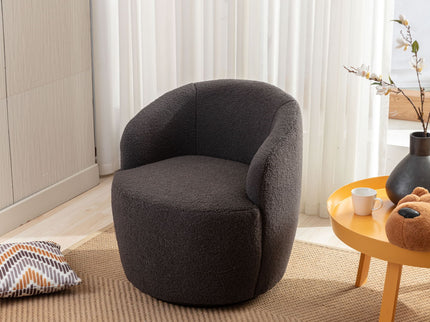 Teddy Fabric Swivel Accent Armchair Barrel Chair With Powder Coating Metal Ring