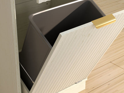 Tilt Out Trash Can Cabinet With Wave Textured Drawer & Pull Out Bin