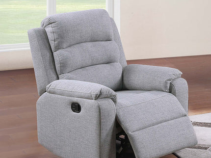 1 Piece Manual Recliner With Padded Seat And Backrest - Gray