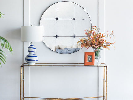 Traditional Decor Style Round Antique Glass Wall Mirror, Wall Decor For For Bathroom Entryway Console Lean Against Wall - Black