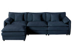 Blue / 3 Seater Sectional Sofa With Ottoman