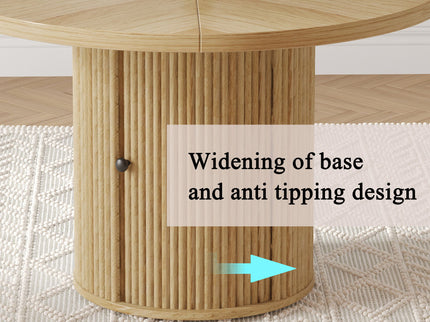 Roman Column Round Dining Table With Double Layer Storage - Wood