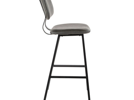 Foundry - Contemporary Barstool Zig Zag Stitching (Set of 2) - Black / Gray
