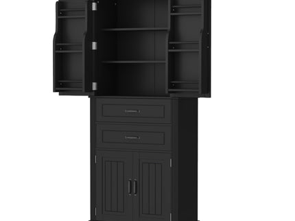 Multi Functional Storage Cabinet With Adjustable Shelves, 2 Drawers, Door Shelves