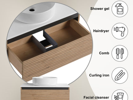 Wall Mounted Bathroom Vanity With Art Sink & 1 Soft Close Drawer