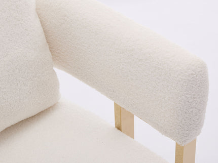 Modern Decorative Chair Teddy Fleece Upholstered And Metal Foot