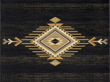 Tribes - 2'7" X 7'3" Southwest Area Rug Polypropylene - Black
