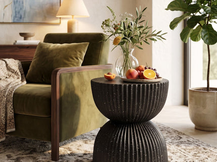 Side Table With Speckled Ribbed Texture