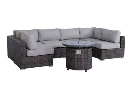 Wicker Outdoor Lounge Set With Cushions And Fire Pit