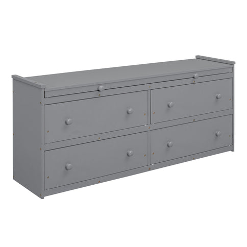 Loft Bed With Retractable Writing Desk And 4 Drawers, With Lateral Portable Desk And Shelves