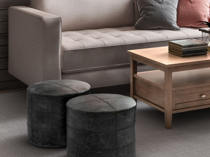 Connor - Handcrafted Round Pouf