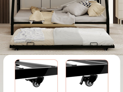 Bunk Bed For Kids, Convertible Frame With Ladders & Guardrail