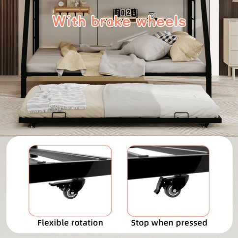 Bunk Bed For Kids, Convertible Frame With Ladders & Guardrail