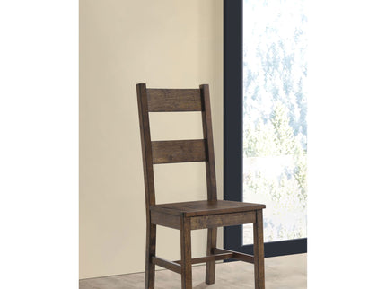 Ladder Back Dining Chairs With Straight Seat (Set of 2) - Brown