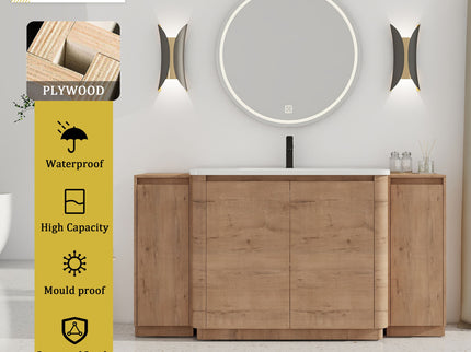Freestanding Bathroom Vanity With Sink, 2 Small Storage Cabinets, Soft Close Doors